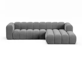 Velvet modulinė kampinė sofa - dešinė, Lupine, 4 sėdimos vietos, 290x177x70, pilka