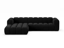 Velvet modulinė kampinė sofa - kairė, Lupine, 4 sėdimos vietos, 290x177x70, juoda