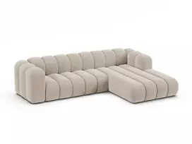 Velvet modulinė kampinė sofa - dešinė, Lupine, 4 sėdimos vietos, 290x177x70, smėlio spalvos