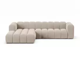 Velvet modulinė kampinė sofa - kairė, Lupine, 4 sėdimos vietos, 290x177x70, smėlio spalvos