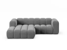 Velvet modulinė kampinė sofa - kairė, Lupine, 3 sėdimos vietos, 230x177x70, pilka