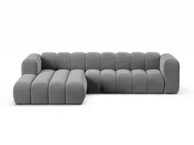 Velvet modulinė kampinė sofa - kairė, Lupine, 4 sėdimos vietos, 290x177x70, pilka