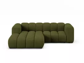 Modulinė kampinė sofa - kairė, Lupine, 3 vietų, 230x177x70, tamsiai alyvuogių žalia