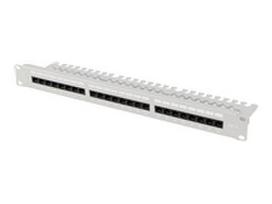 LANBERG Patch panel 24 port 1U 19inch cat.6 UTP with cable organizer grey