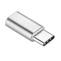 Micro USB (moteriškas) į Type C (vyr.) sidabrinis adapteris