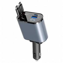 Automobilinis įkroviklis su lankstu ir susukamu kabeliu, USB-C, greitasis įkrovimas, 120W, 80 cm, 4w1