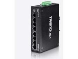 TRENDnet TI-PE80 - Industrial - Switch - 8 x 10/100 (PoE+) - an DIN-Schiene montierbar, wandmontierbar - PoE+ (200 W) - Gleichstrom