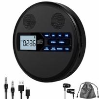 Nešiojamas CD grotuvas su Bluetooth ir FM siųstuvu, USB ir ausinėmis, juodas