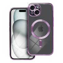 ELECTRO MAG COVER dėklas suderinamas su MagSafe IPHONE 15 tamsiai violetinis