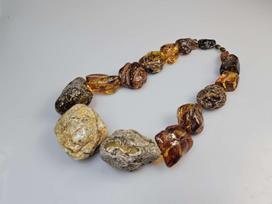 Masyvūs gintariniai karoliai margi įspūdingi Raw Amber necklace