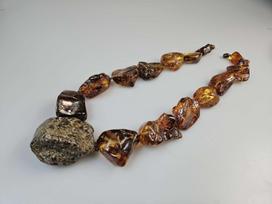 Masyvūs gintariniai karoliai Raw Amber necklace