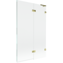 Mexen Lunar L vonios kambario ekranas 2-jų dalių, dešinysis 110 x 150 cm, permatomas, auksinis - 897L-110-100-50-00-P
