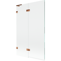 Mexen Lunar L vonios ekrano 2-durys kairysis 110 x 150 cm, permatomas, rožinis auksas - 897L-110-100-60-00-L