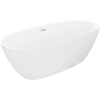 Mexen Luvo Slim laisvai pastatoma vonia 170 x 75 cm, balta, perpylimas auksinis matinio šepečio - 52801707500-55