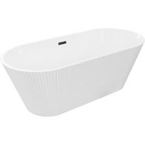 Mexen Yara laisvai stovinti rifliuota vonia 170 x 75 cm, balta, juodas persipylimas - 52861707500-70