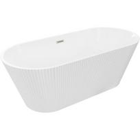 Mexen Yara laisvai pastatoma rifliuota vonia 170 x 75 cm, balta, šlifuoto nikelio perpylimas - 52861707500-97