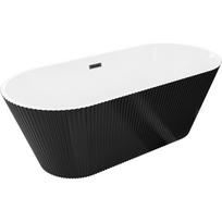 Mexen Yara laisvai pastatoma rifliuota vonia 170 x 75 cm, balta/juoda, juodas perpylimas - 52861707575-70