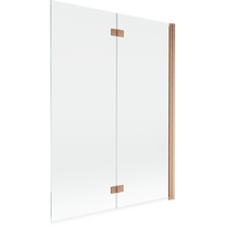 Mexen Mist vonios širmos, 2-jų dalių, dešinysis, 130 x 150 cm, permatomas, šlifuota vario spalva - 8A9-130-002-65-00-P