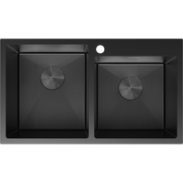 Mexen Xorin dviejų skyrių nerūdijančio plieno kriauklė 780 x 450 mm, juoda HC - 6441782000-70HC