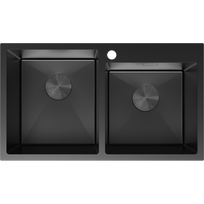 Mexen Xorin plieninė dviejų kamerų kriauklė 780 x 450 mm, juoda - 6441782000-70