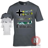 Antrojo pasaulinio karo Luftwaffe marškinėliai Messerschmitt Bf 109 Stuka Heinkel He 111 lėktuvai 3XL
