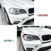 Priekinio žibinto lempos vokų antakiai dangtelio apdaila blizgi juoda BMW X5 E70 2008-13