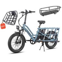 Fafrees FF20 CUV - Vélo cargo électrique - 250 W - 48 V - 24 Ah - Vitesse maximale 25 km/h - Bleu - Avec porte-bagages arrière mėlyna