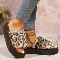 Women'S Cozy Leopard Print Slippers - Soft Fleece Lined, Warm & Comfortable Home Shoes with TPU Sole, Casual Style for Indoor Use, Indoor Slippers 36-37 chaki