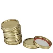 Dvipusiai stiklainių dangteliai, apvalus maisto konteinerio sandarinimo dangtelis, virtuvės aksesuaras 10 pcs tinplate label 70mm gold ring + cover