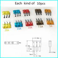 50 vnt. Micro3 saugiklis 3 kontaktai Automobilio saugiklis Ford Focus Mondeo Dodge 5A 7,5A 10A 15A 20A