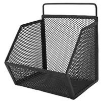 Pakabinamas vielos krepšelis 13,2x10x15cm Lipnus metalinis mažas vielos laikymo krepšelis virtuvei, vonios kambariui, miegamajam juodas juoda