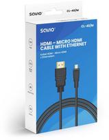 Savio CL-40/M HDMI (M) - micro HDMI (M) laidas su eternetu, 2m, Juodas