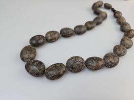 Masyvūs juodi gintariniai karoliai Raw Amber necklace