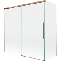 Mexen Rox dviejų dalių slankus vonios ekranas, 160 + 75 x 150 cm, permatomas, rožinis auksas - 8C9-160-075-60-00