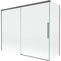 Mexen Rox dviejų sparnų stumdomos dušo durys 190 + 90 x 150 cm, skaidrios, šlifuotas gun metal - 8C9-190-090-66-00