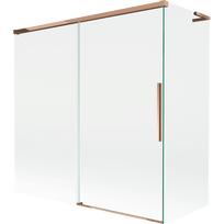 Mexen Rox L vonios ekrano 2 dalių atitraukiamos durelės 160 + 80 x 150 cm, skaidrios, rožinis auksas - 8C9L-160-080-60-00