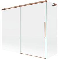 Mexen Rox L vonios ekranas, 2 varčių stumdomas 180 + 80 x 150 cm, permatomas, rožinis auksas - 8C9L-180-080-60-00