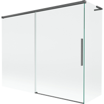 Mexen Rox L vonios sienelė 2-jų dalių, stumdomos, 190 + 80 x 150 cm, skaidri, šešėlinė pilka šlifuota - 8C9L-190-080-66-00