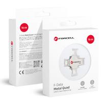 FORCELL F-DATA pendrive Metal Quad 16GB USB3.2 Gen 1 (USB A / Type C / Lightning / Micro USB) sidabrinis