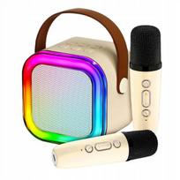 Karaokės rinkinys „Bluetooth“ garsiakalbis su dviem mikrofonais LED RGB