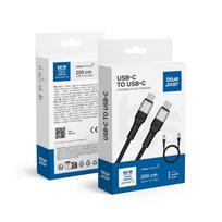 MĖLYNOS ŽVAIGŽDĖS pintas laidas 3A 60W Type C į Type C PD QC4.0 TFK-DC-004 2 m juodas