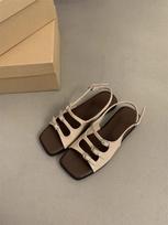 Fashion sandals for women summer 2025 new retro French fairy style beach beach fashion soft flat Roman shoes 35 chaki