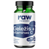 RAW POWDERS Bioaktyvi geležis su vitaminu C, 90 kapsulių