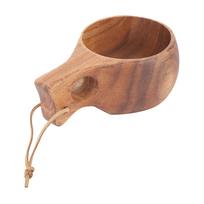 220ml Wooden Camping Cup Heat Insulation Finely Polished Coffee Mug with Handle for Outdoor Hiking Single Hole L