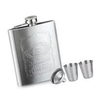 Hip Flask Portable Leak Proof Stainless Steel Whisky Hip Flask with Funnel for Hiking Climbing Fishing Camping 7oz