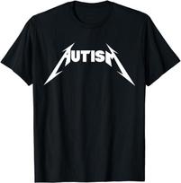 Juokingas dizainas Autizmas Skeletas Memas Metalinis Roko Stiliaus Vyrams Moterims Marškinėliai 3XL