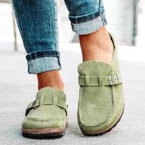 New Retro Fashion Women Casual Solid Color Shoes Light Round Toe  Half Slippers Comfort One Pedal Outdoor Sports Flat Sandals 35 šviesiai žalios spalvos