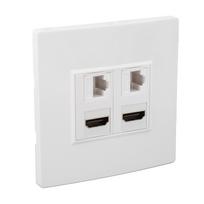 Cat6 HD daugialypės terpės sąsajos sieninė plokštė Gigabit 4K HD kabelis 4 prievadų Ethernet sieninė plokštė kompiuteriams, televizoriams, kietiesiems diskams