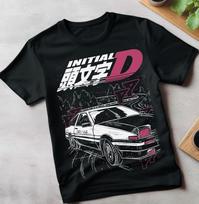 Initial D Itsuki Fujiwara Marškinėliai Anime Manga Filmas Unisex Juodi Marškinėliai Visų Dydžių 2XL