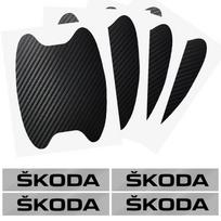 Automobilio durų lipdukas Anglies pluošto įbrėžimų apsaugos plėvelė rankenoms Skoda Octavia MK2 MK3 2 3 A7 Fabia Karoq Kodiaq Superb Rapid Kamiq juoda